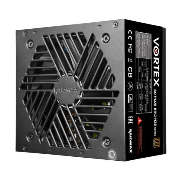 منبع تغذیه دسکتاپ ریدمکس مدل Vortex RX-500AF-V نوع اتصال ثابت، گواهی 80PLUS برنز، توان خروجی 500 وات