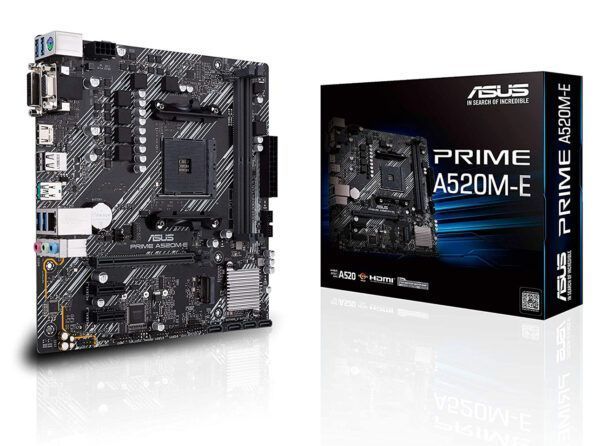 مادربرد ایسوس مدل PRIME A520M-E سوکت پردازنده AM4 فرم ظاهری micro ATX با پورت SATA 6Gb/s، درگاه USB 3.2